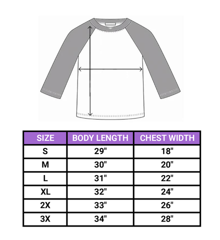 raglan shirt size chart