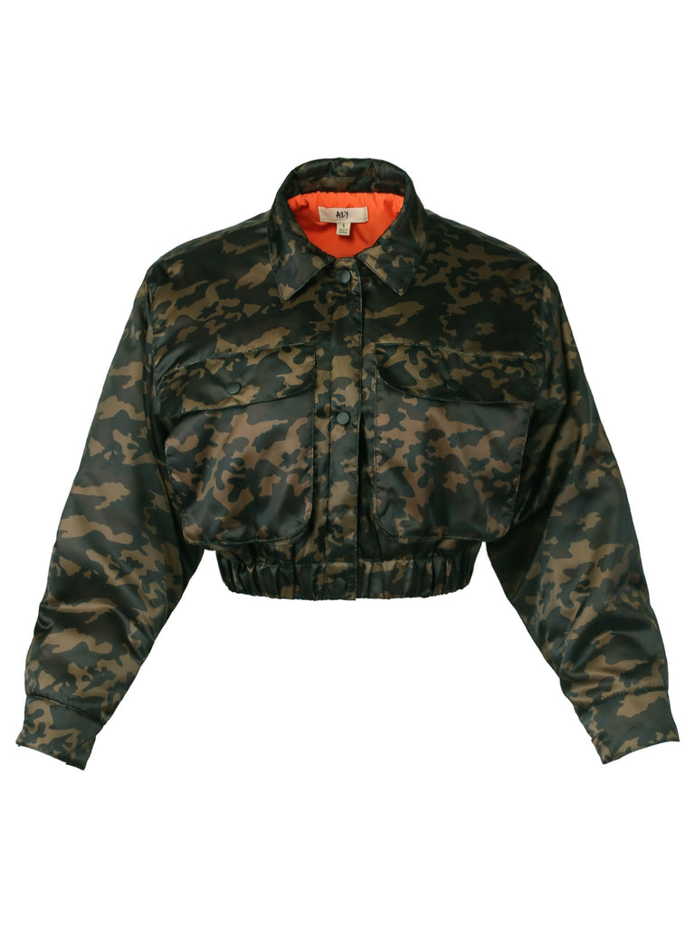 Cropped Front Two Pocket Snap Quilted Padding Bomber Jacket – A2Y