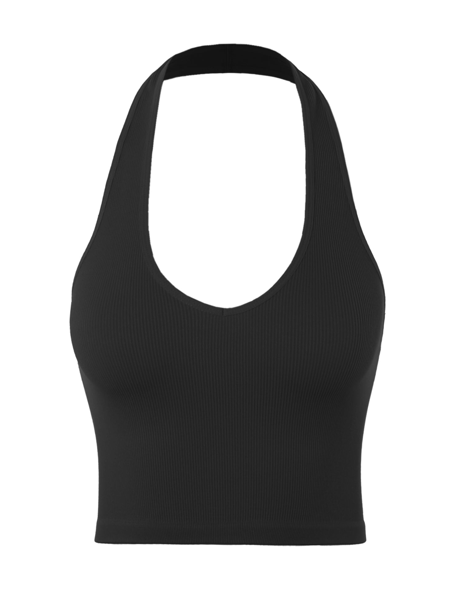 Seamless Ribbed Nylon Halter Top