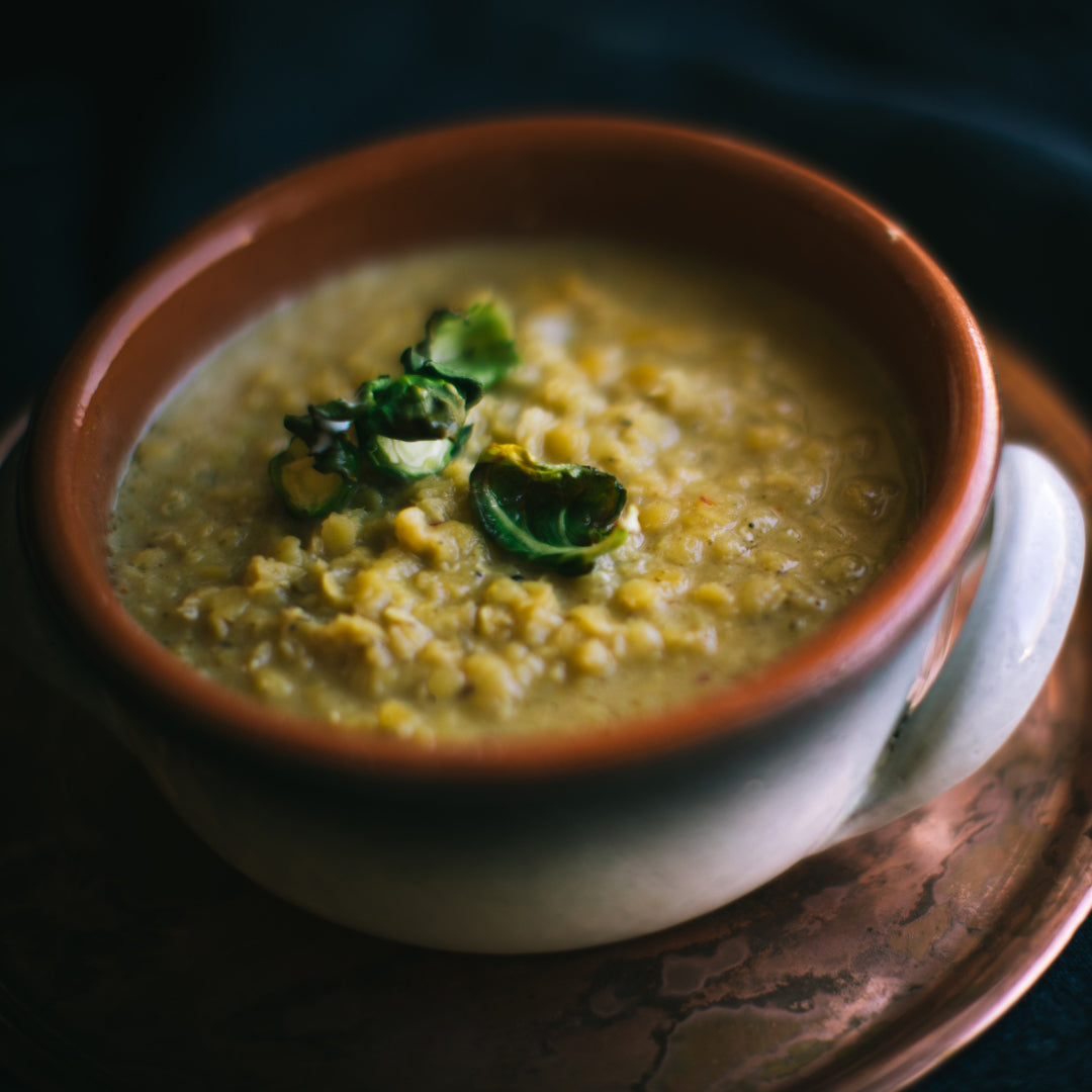 A bowl of yellow lentils