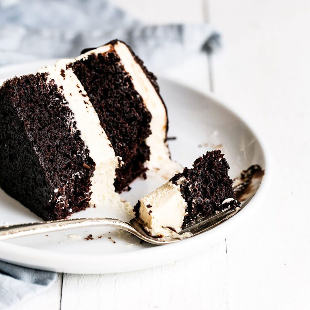 Slice of chocolate and vanilla cake