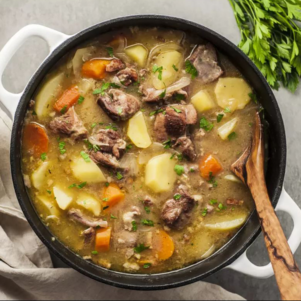 bowl of stew with meat and vegetables