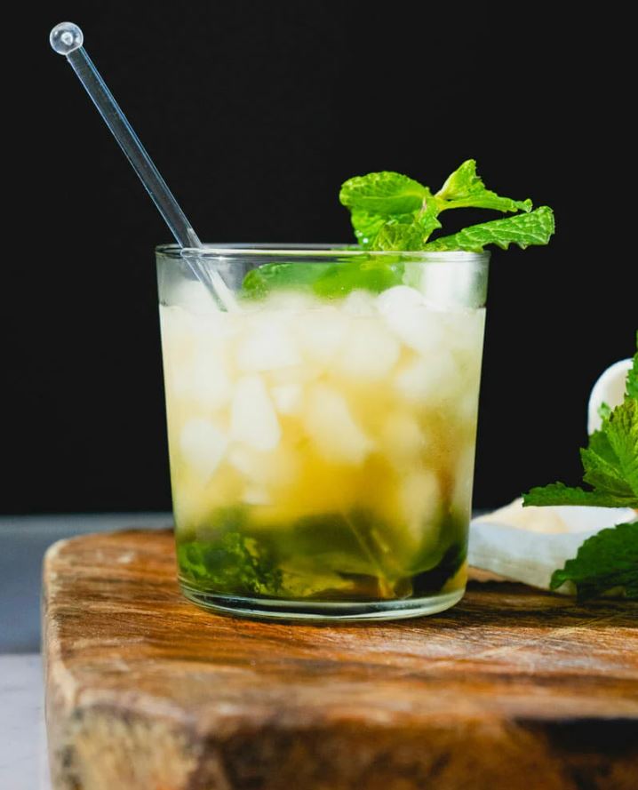 Cocktail with mint garnish