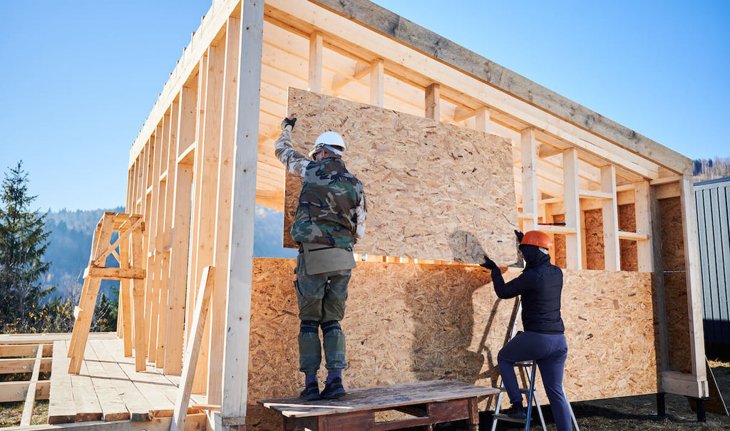 Carpenters building a house