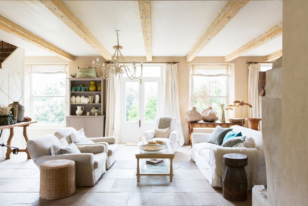 Living room with a chandelier