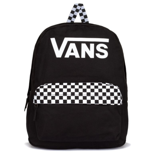 vans realm backpack black and white