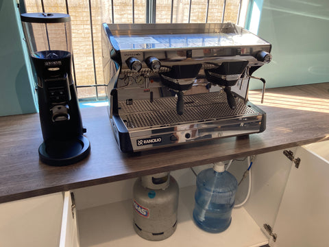 Commercial espresso machine set-up