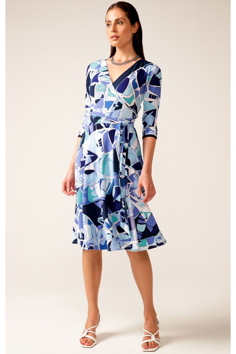 SACHA DRAKE Big Sur Jersey Wrap Dress - Aqua Abstract Print – Smoke ...