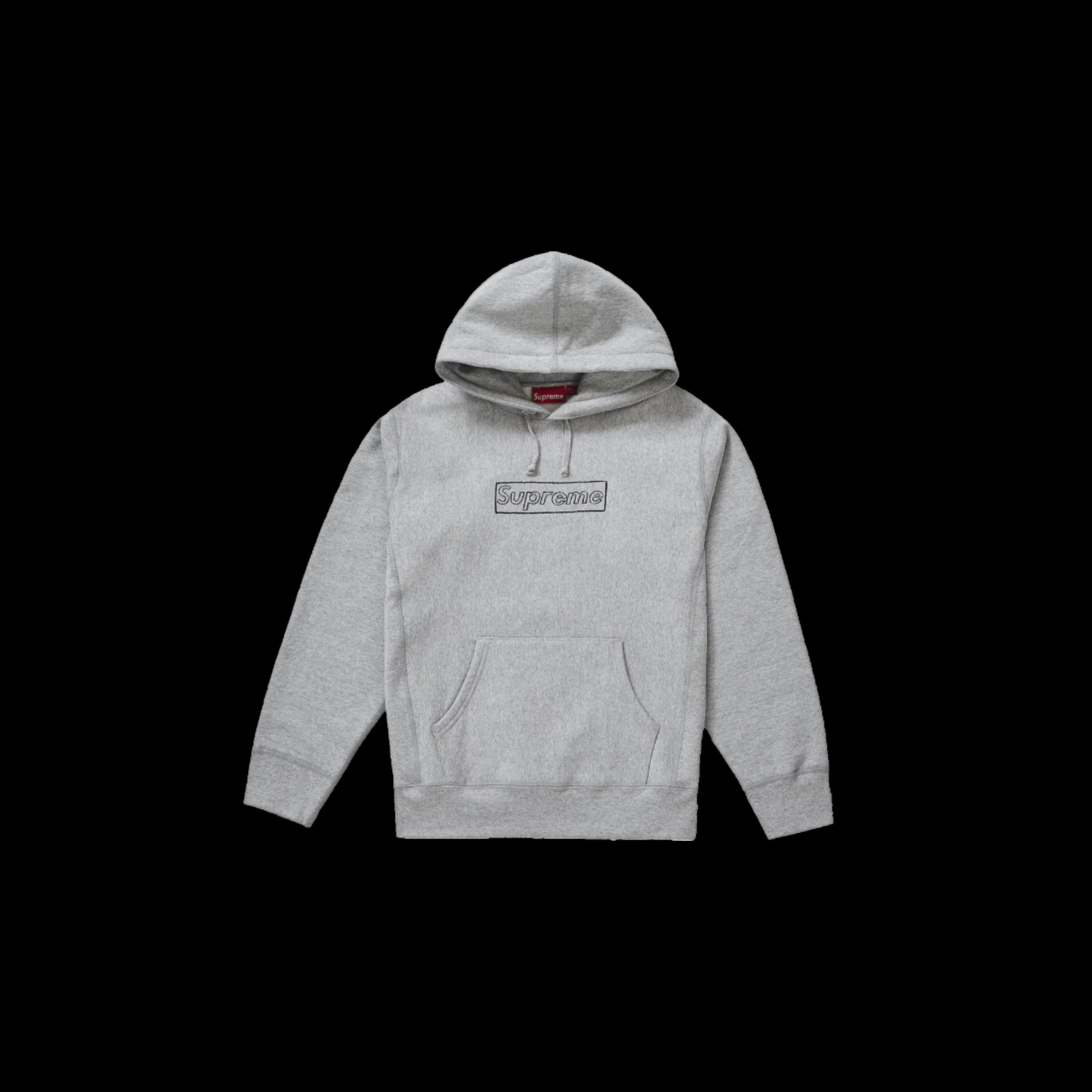 supreme kaws chalk logo hooded sweatshirt heather grey