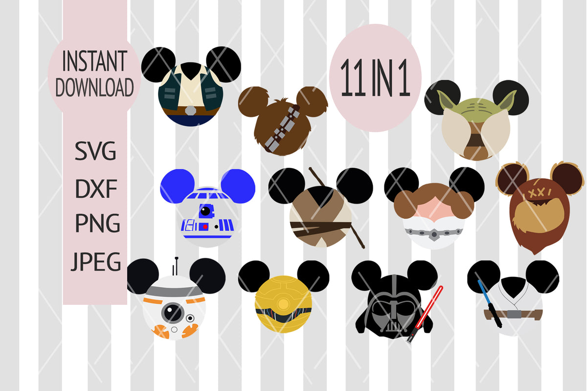 INSTANT DOWNLOAD SVG Star Wars Bundle Mickey Ears for Cutting Machines
