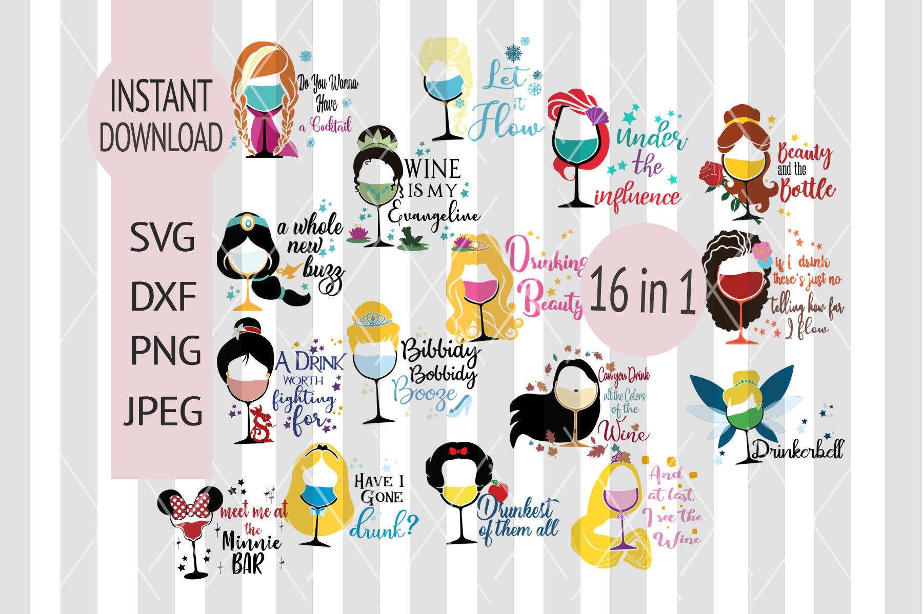 Download Disney Wine Glass Svg Bundle Princess Wine Glass Clipart Princess Sv Main St Magic Shop