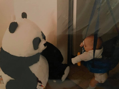Stuffed Panda Toy and Bouncing Baby
