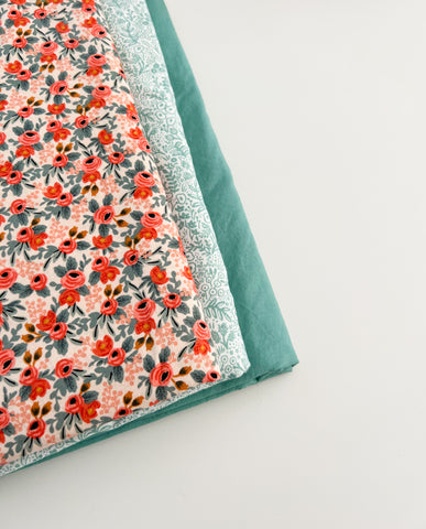 Spring flower fabric for baby bib set