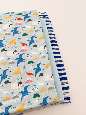 Baby blue dinosaur fabric for baby bib set