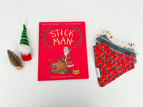 christmas tree baby bib set with children's book