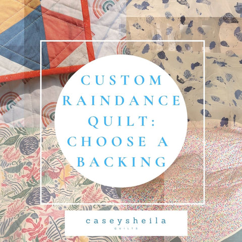 image telling the viewer to choose a fabric for the back of their custom quilt