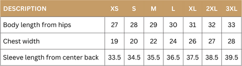 size chart