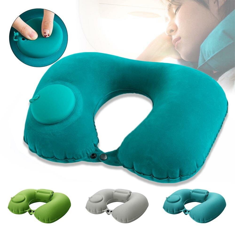 Press-inflatable U-shaped Pillow Functional Air Travel Cushion Office ...