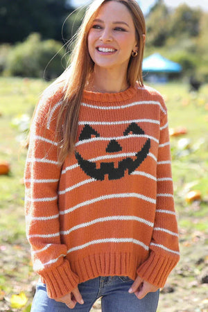 Wooden Ships - Jack-O-Lantern Striped Crew Chunky Sweater - Siegel Clothing