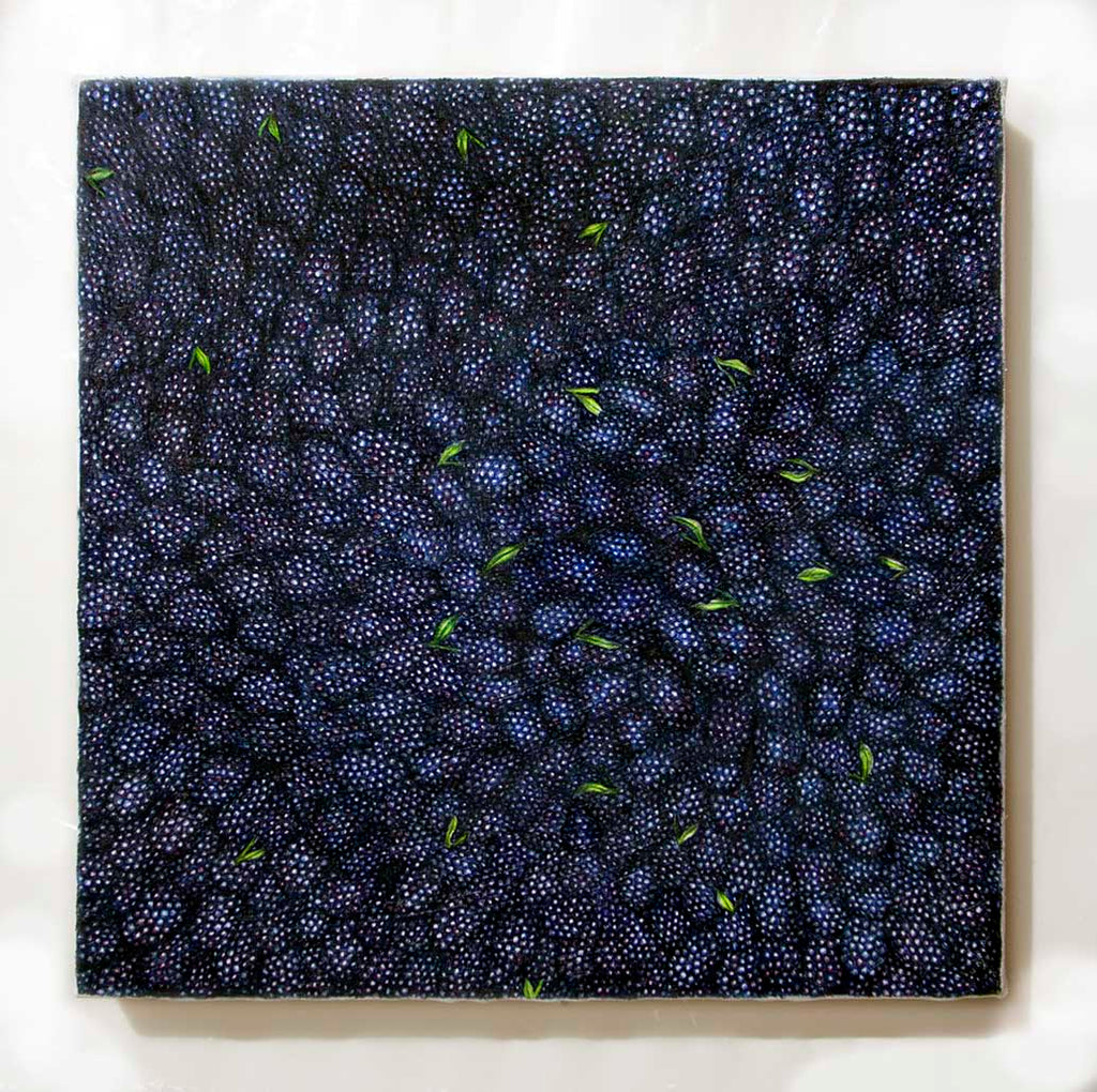 Samantha Rosenwald Blubbies, 2019, colored pencil on canvas, 14 x 14"