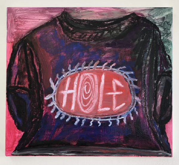 Jennifer Sullivan Hole T-Shirt (Pink/Green), 2019 Oil and oil stick on canvas, 18 x 20 inches 