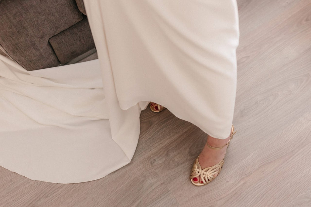 Gold bridal sandals for day or night wedding