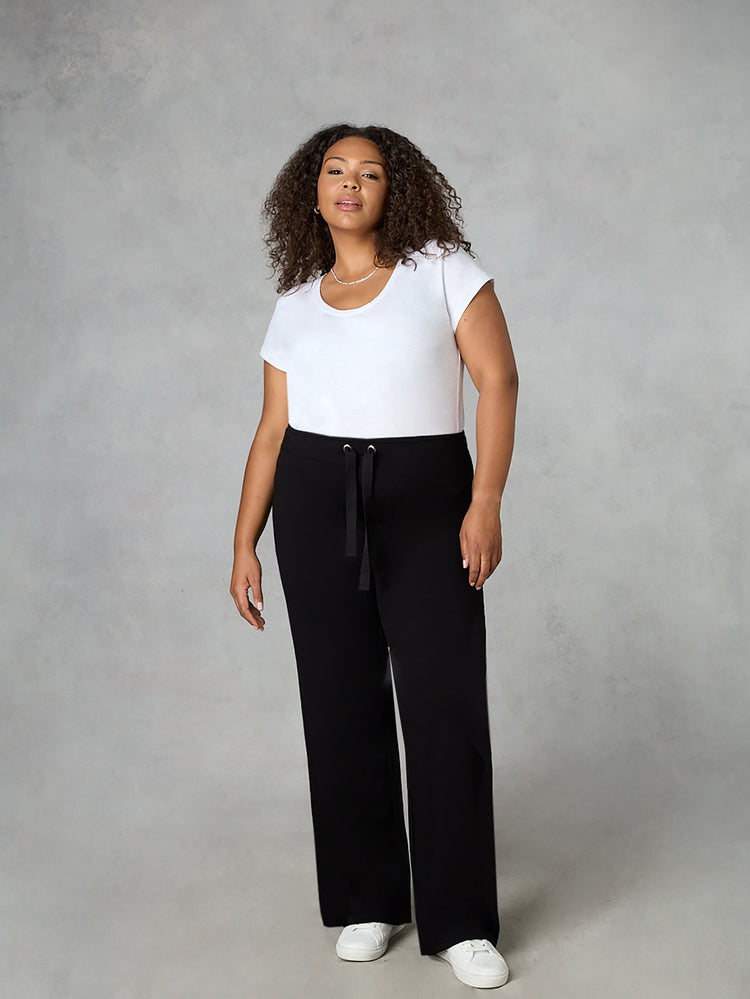 Shape Black Jersey Wide Leg Pants, Curve