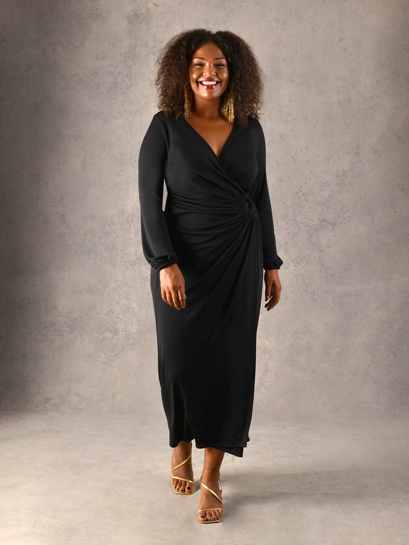 black wrap dress plus