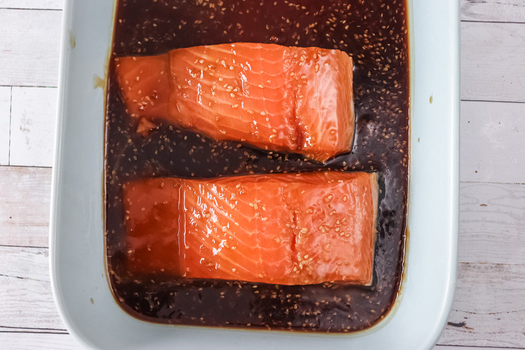 Salmon marinating
