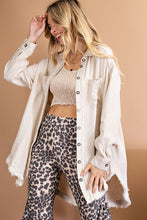 Load image into Gallery viewer, Long Sleeved Buttoned Front Top in Natural with Frayed Trim
