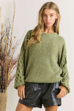 Load image into Gallery viewer, Solid Round Neck Long Sleeve  Sweater in Olive
