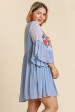 Load image into Gallery viewer, Umgee Embroidered Dress in Sky Blue
