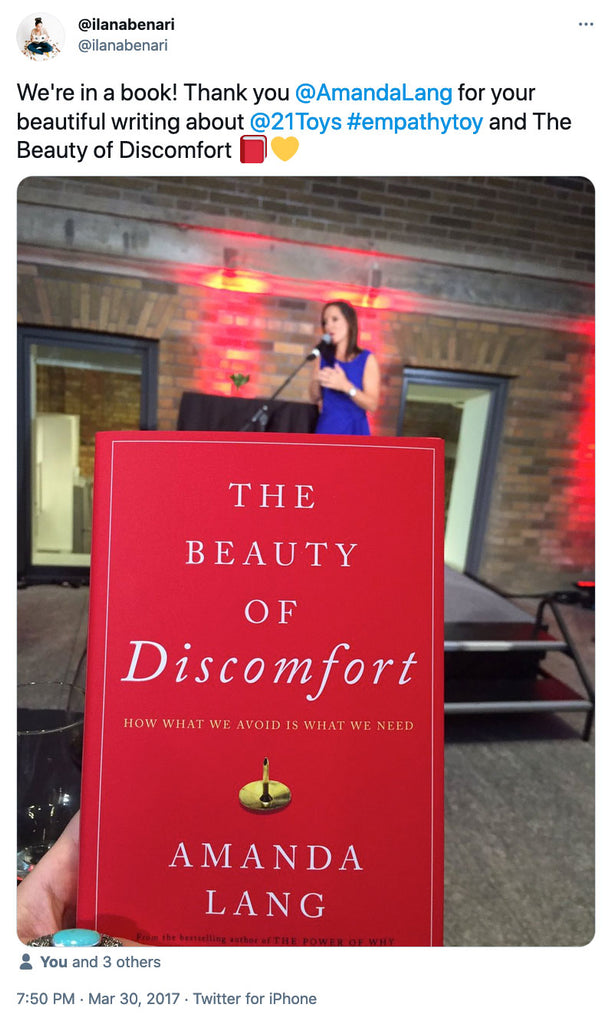 We're in a book! Thank you @AmandaLang  for your beautiful writing about @21Toys  #empathytoy and The Beauty of Discomfort