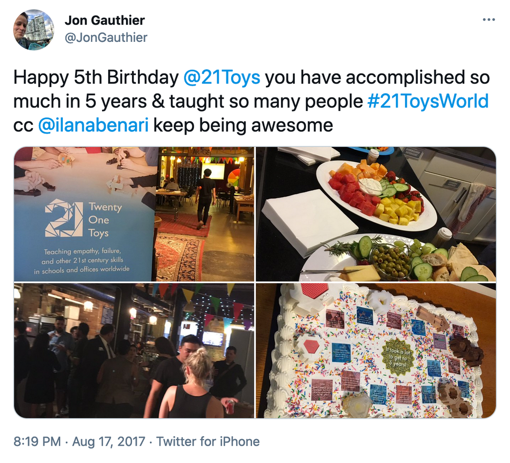Happy 5th Birthday @21Toys  you have accomplished so much in 5 years & taught so many people #21ToysWorld cc @ilanabenari  keep being awesome