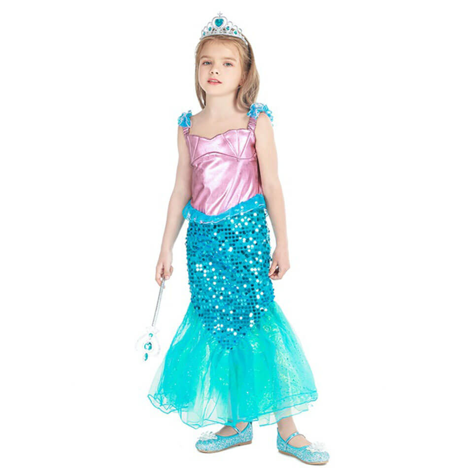 Mermaid Dresses Ariel Princess Costume Tutu Skirt With Sequin For Litt ...