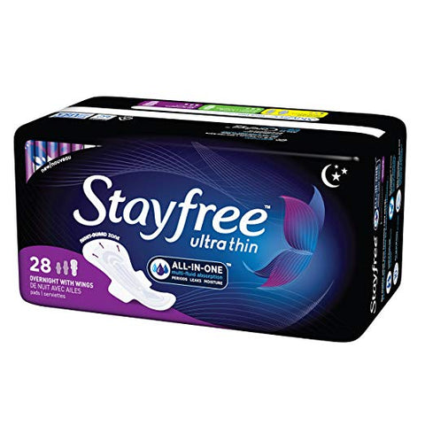 112 Count Stayfree Maxi Overnight Pads with Wings Unscented All in One (4x  28)