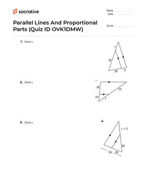 Parallel Lines And Proportional Parts Quiz Shop