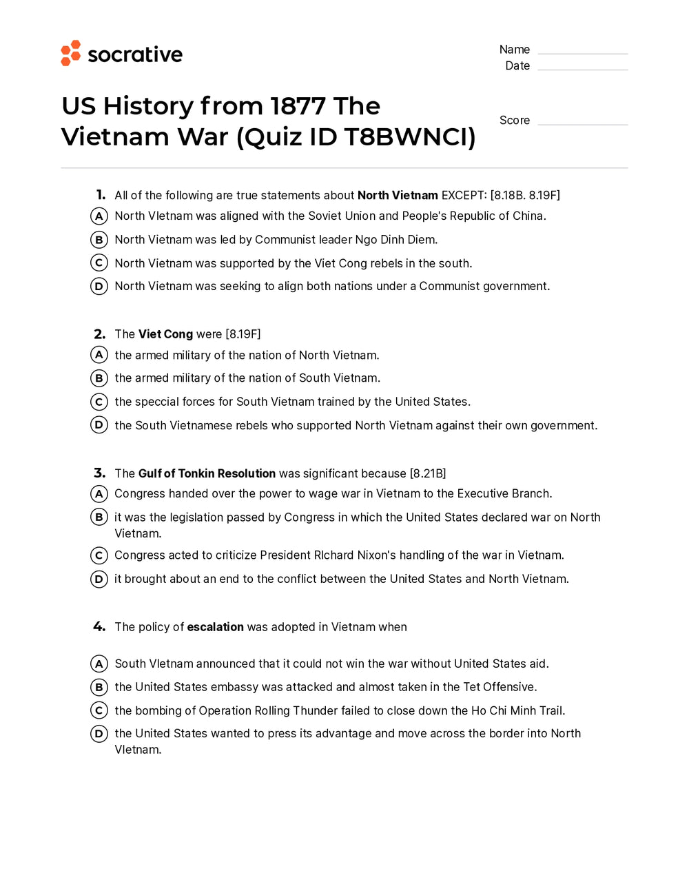 critical thinking questions about the vietnam war