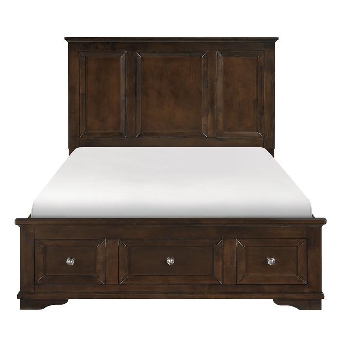 Eunice Queen Platform Bed with Footboard Storage in Espresso 1844DC-1*
