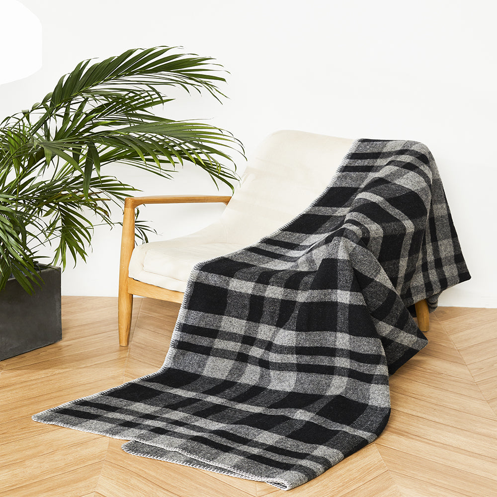 100% Pure Australian Wool Throws Large Plaid Wool Blankets