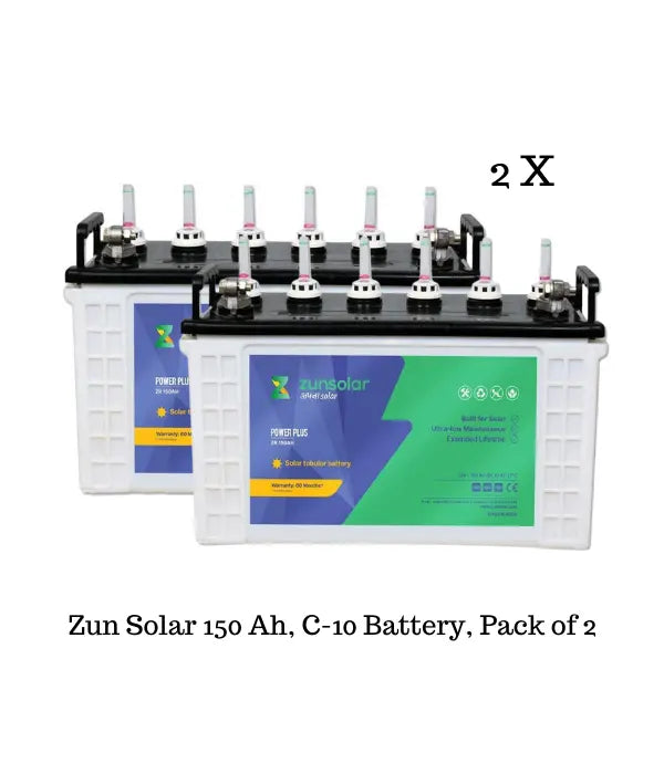 Zun Solar 150 Ah, 12 Volts Solar C-10 Battery, Pack of 4 - Apollo