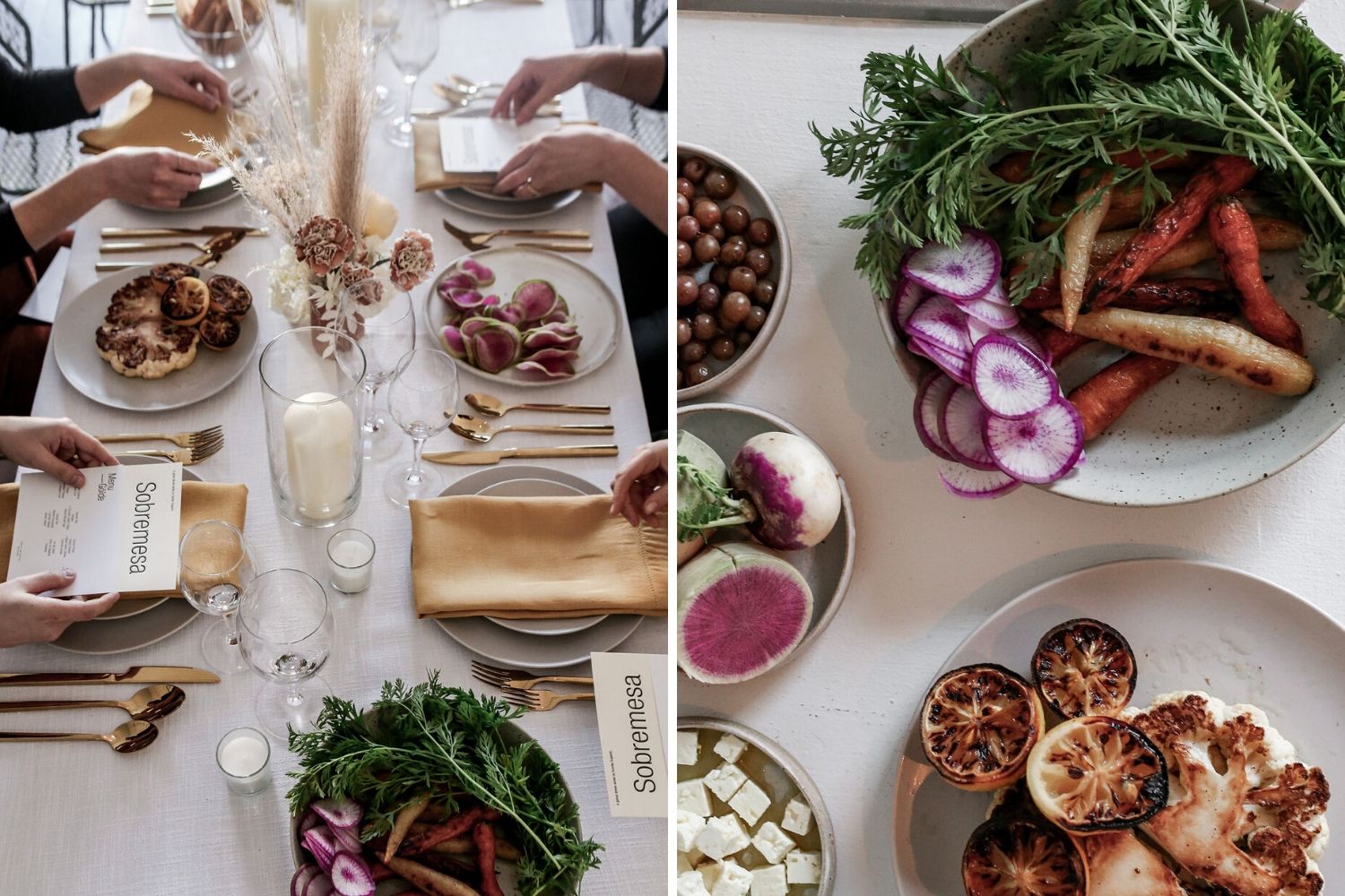 Place settings and starters at Abeego's Sunday Suppers gathering