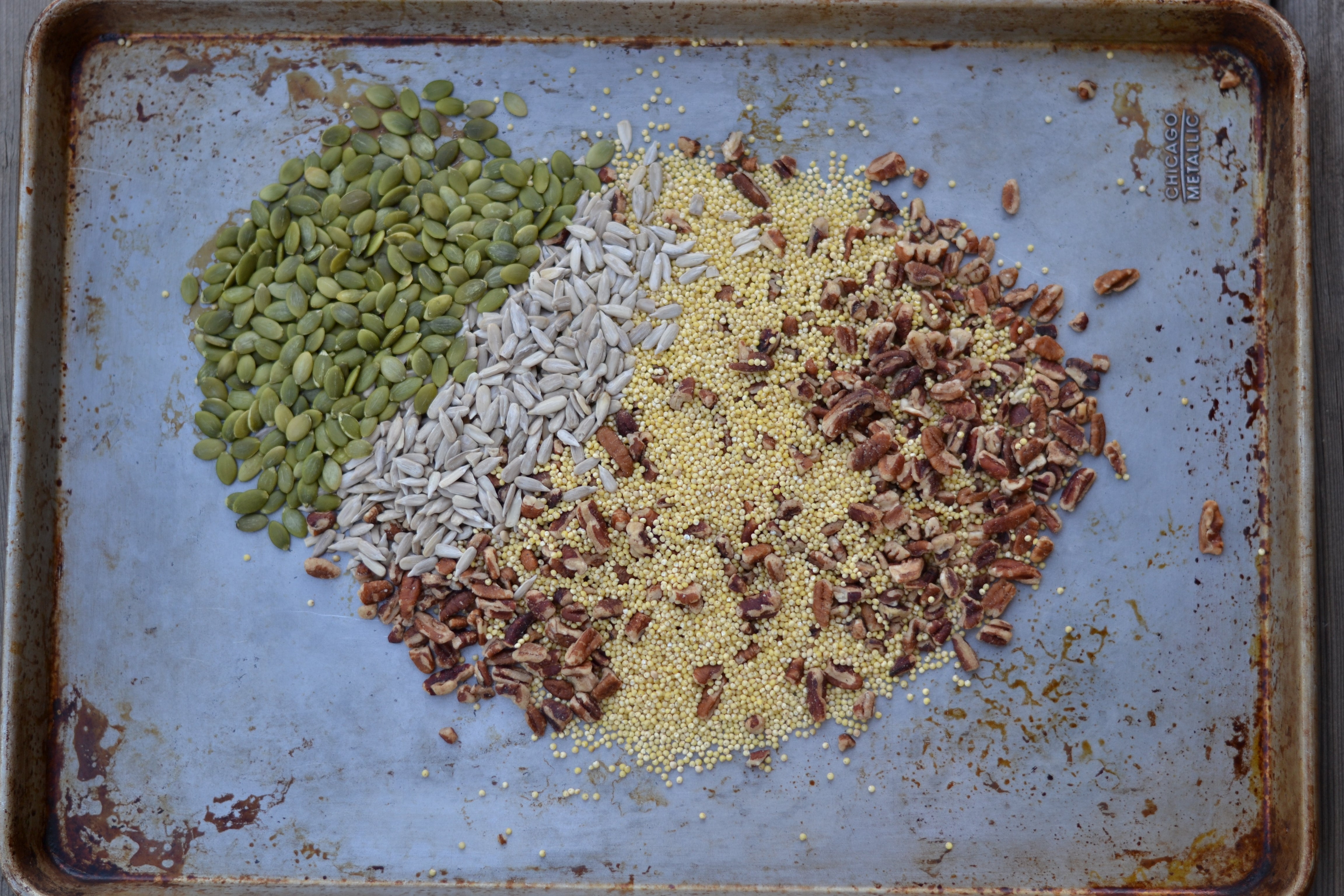 millet, sunflower seeds, walnuts, pumpkin seeds