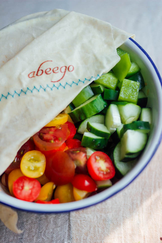 leftover salad wrapped with abeego beeswax food wrap