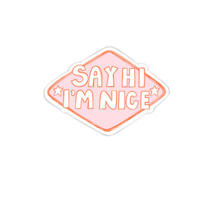 say hi i m nice sticker all things lilly ann