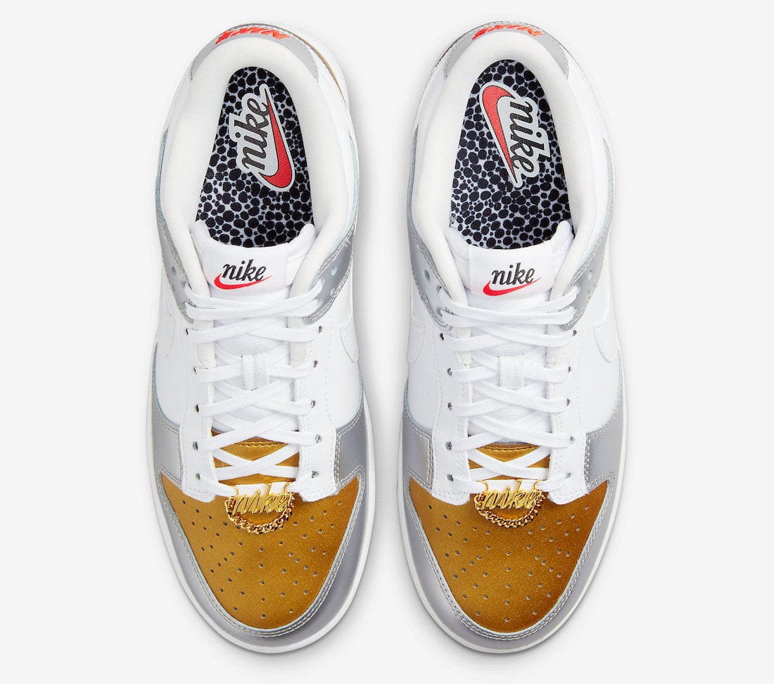 nike dunk low gold and silver