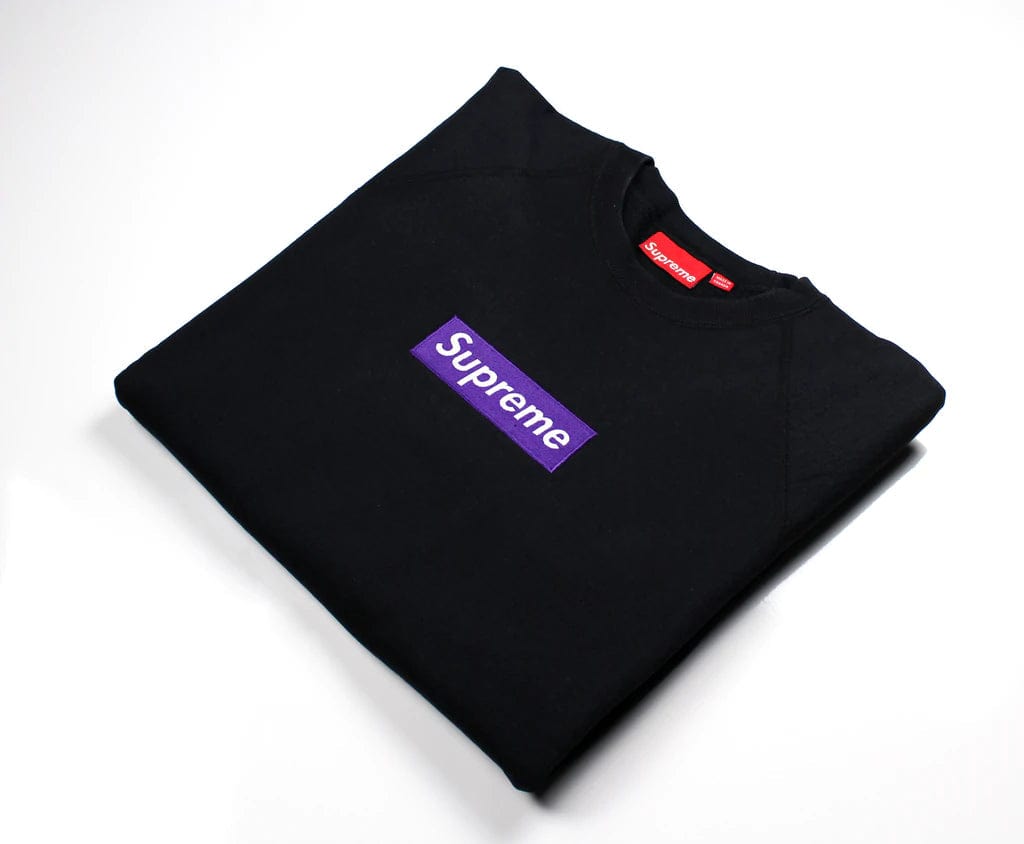 Supreme Purple on Black Supreme Box Logo Crewneck – YankeeKicks Online