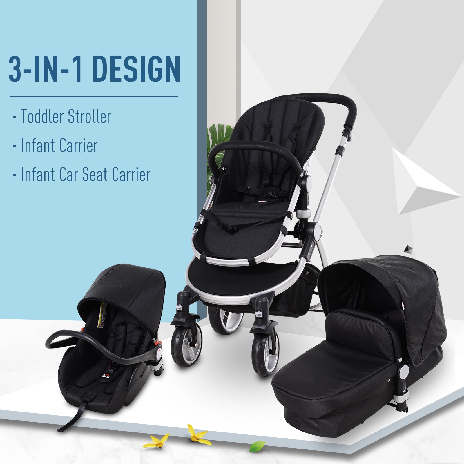 portable baby stroller 3 in 1