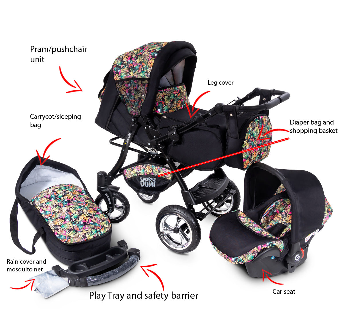 all in one pram pushchair and car seat