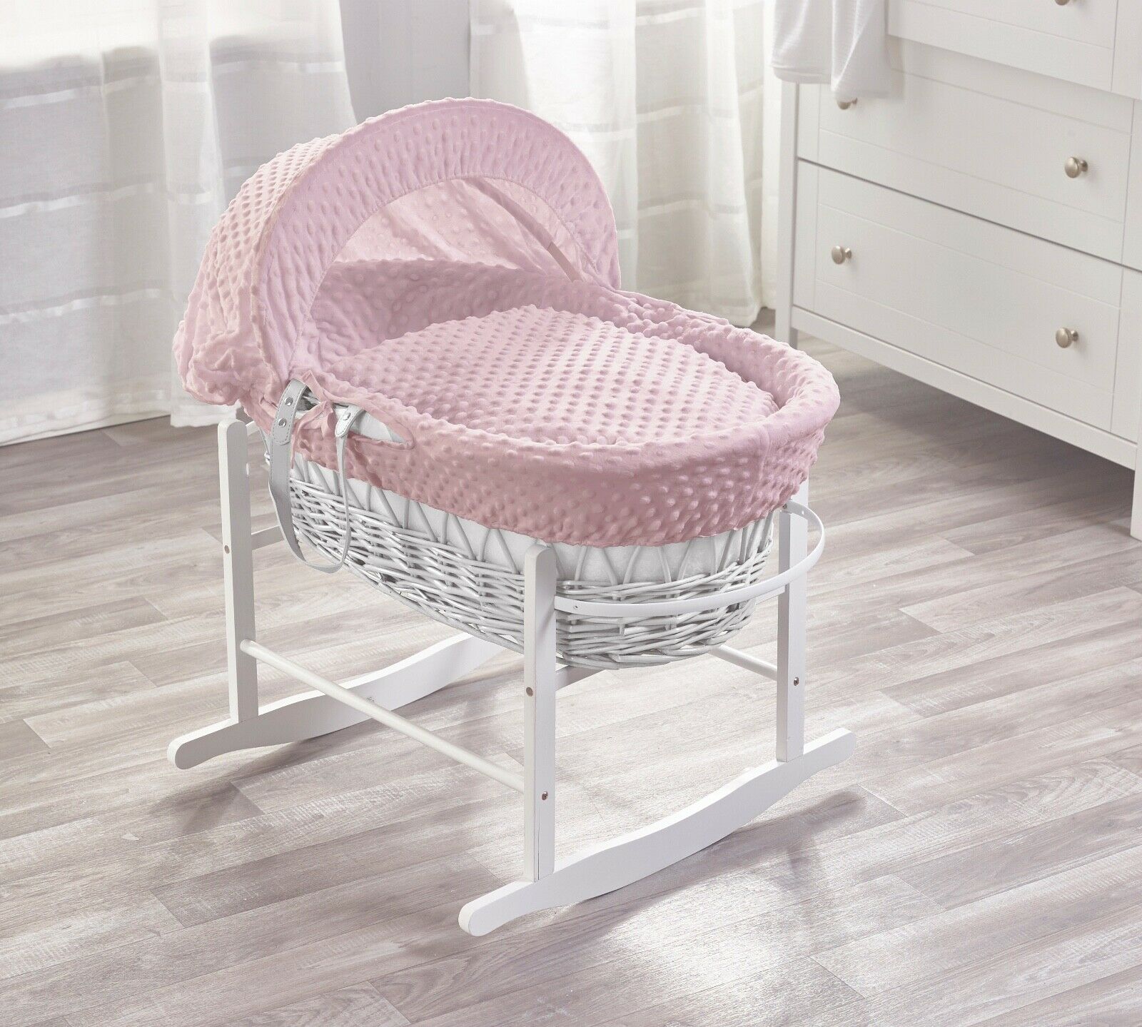 white wicker bassinet